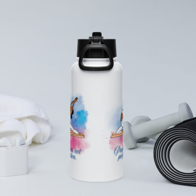 Progress not Perfection Stainless steel water bottle with a straw lid - Image 5
