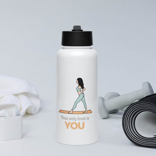 Your Only Limit is You Stainless steel water bottle with a straw lid