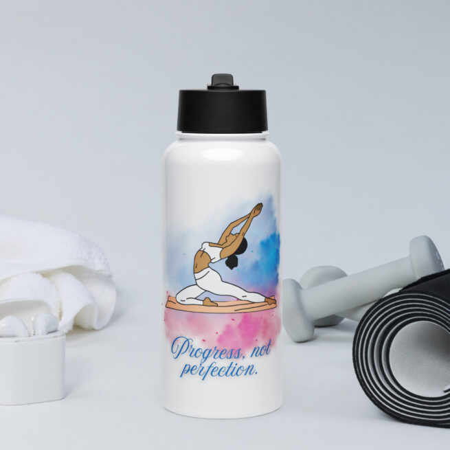 Progress not Perfection Stainless steel water bottle with a straw lid - Image 4