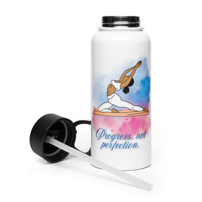 Progress not Perfection Stainless steel water bottle with a straw lid - Image 9