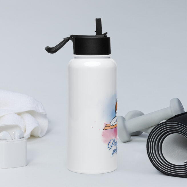 Progress not Perfection Stainless steel water bottle with a straw lid - Image 2