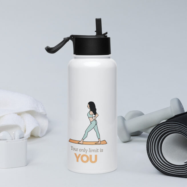 Your Only Limit is You Stainless steel water bottle with a straw lid - Image 3
