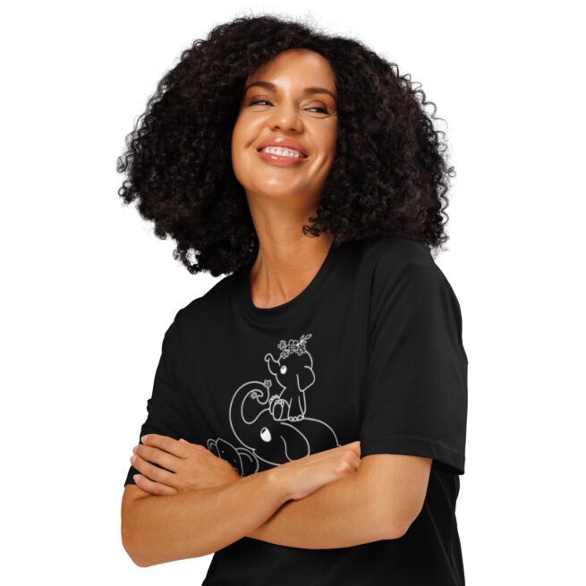 Mama and Baby (2) Elephants Unisex organic ribbed neck t-shirt - Image 3