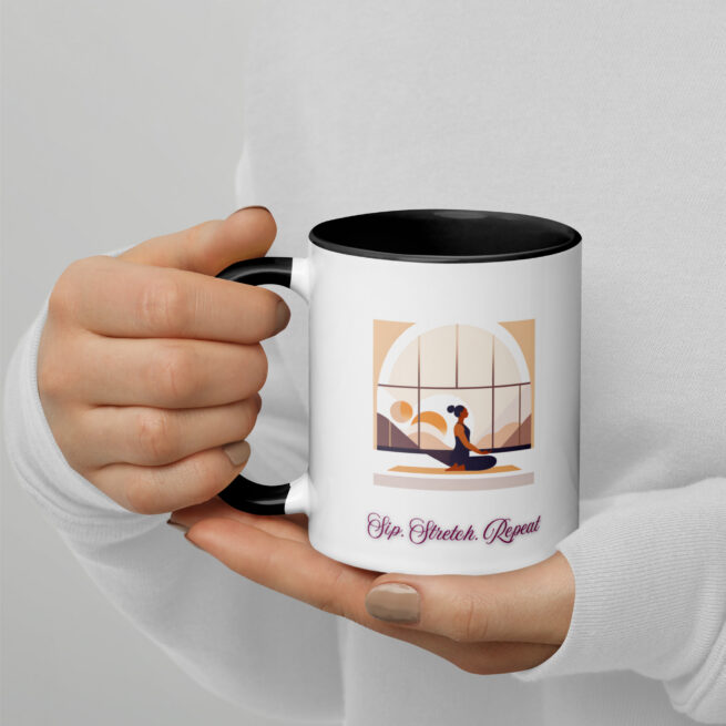 Sip. Stretch. Repeat Mug with Color Inside - Image 2