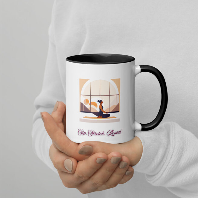 Sip. Stretch. Repeat Mug with Color Inside - Image 3