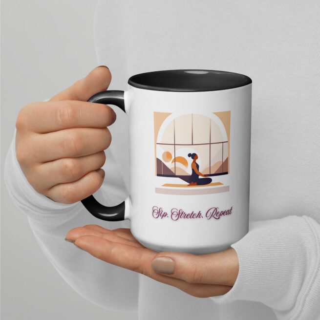 Sip. Stretch. Repeat Mug with Color Inside