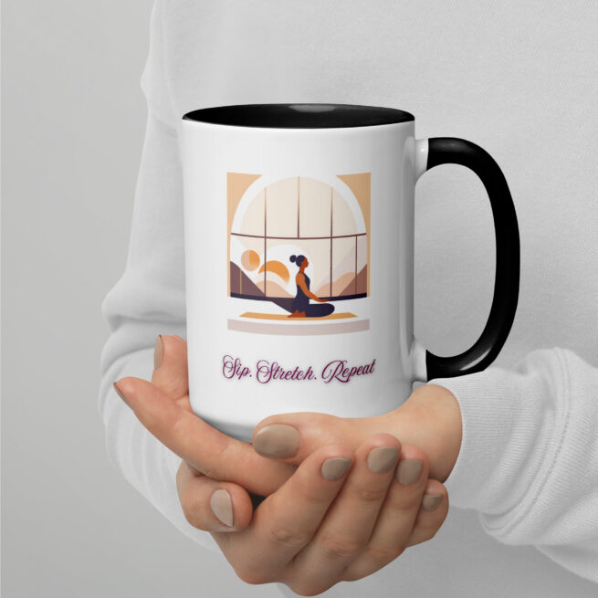 Sip. Stretch. Repeat Mug with Color Inside - Image 4