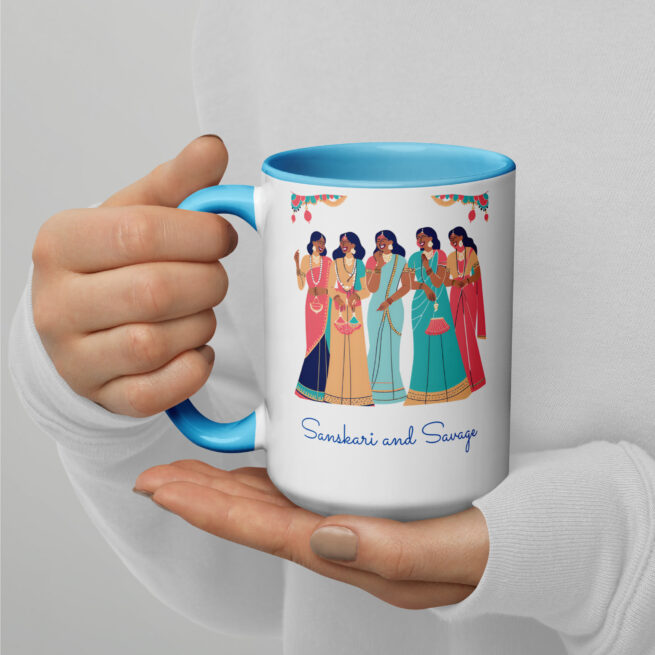 Sanskari and Savage Mug with Color Inside