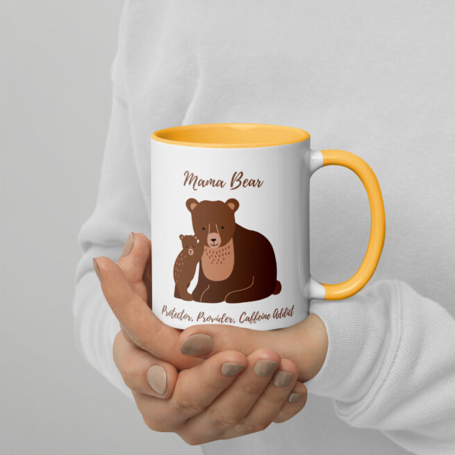 Mama Bear: Protector, Provider, Caffeine Addict Mug with Color Inside - Image 2
