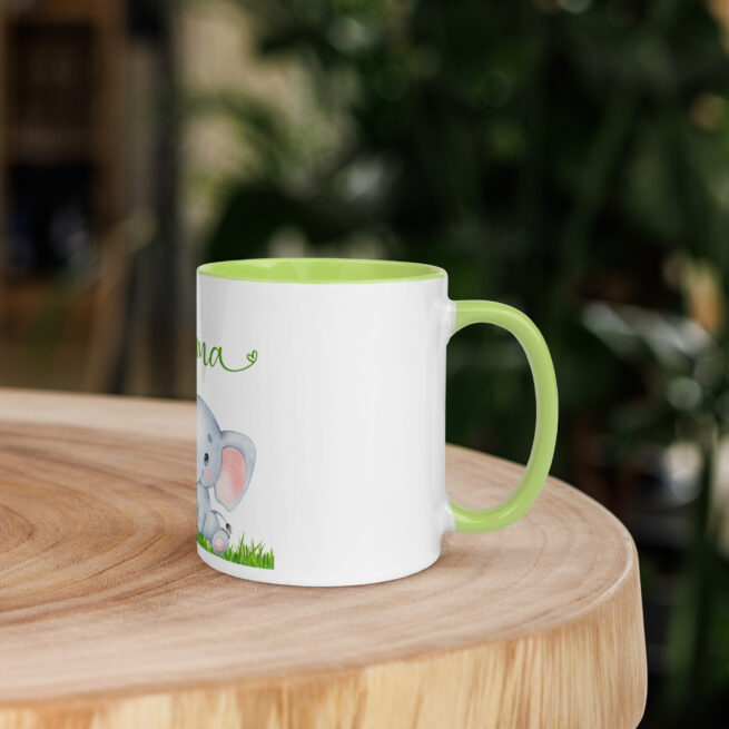 Mama Elephant (1) Mug with Green Color Inside - Image 3
