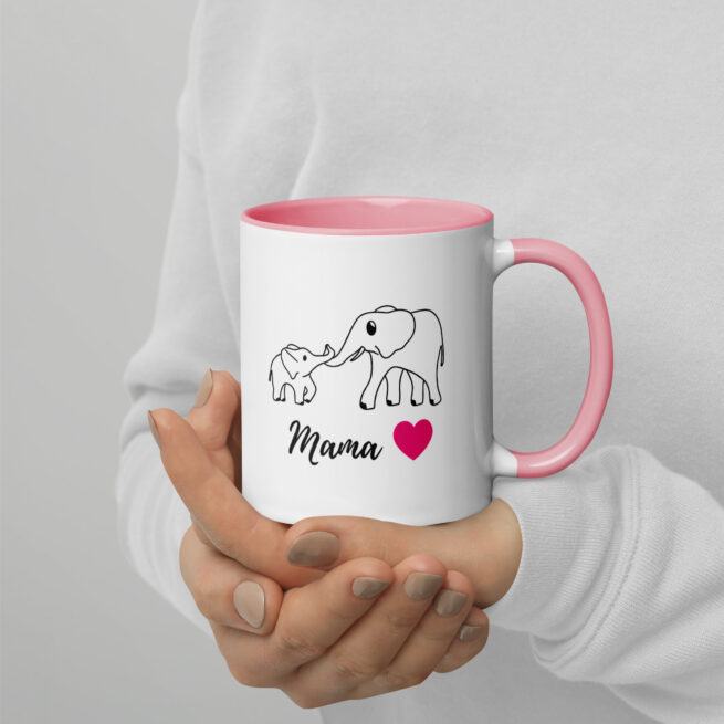 Mama Heart Mug with Pink Color Inside - Image 2