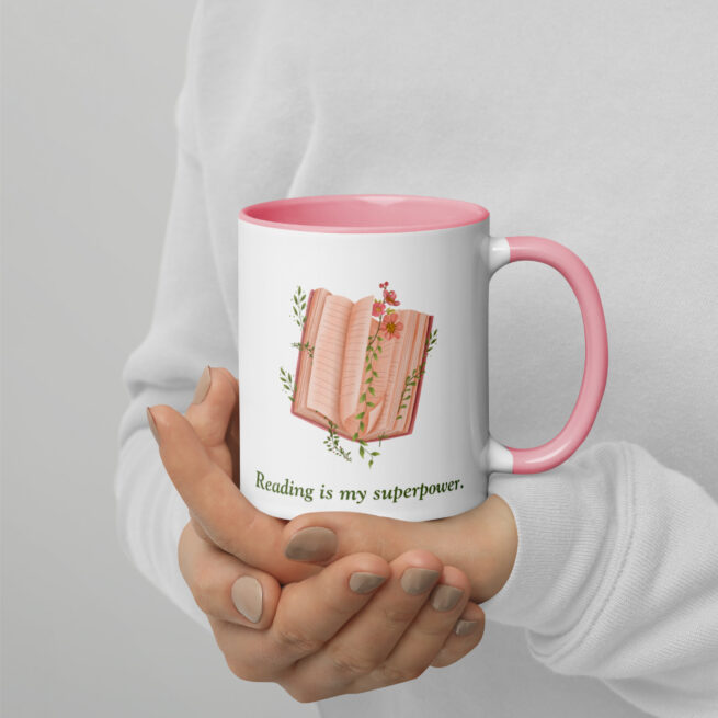 Reading is my Superpower Mug with Color Inside - Image 2