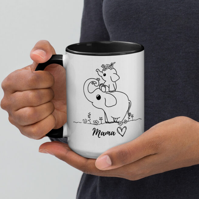 Mom & Baby Elephant Pencil Mug with Color Inside